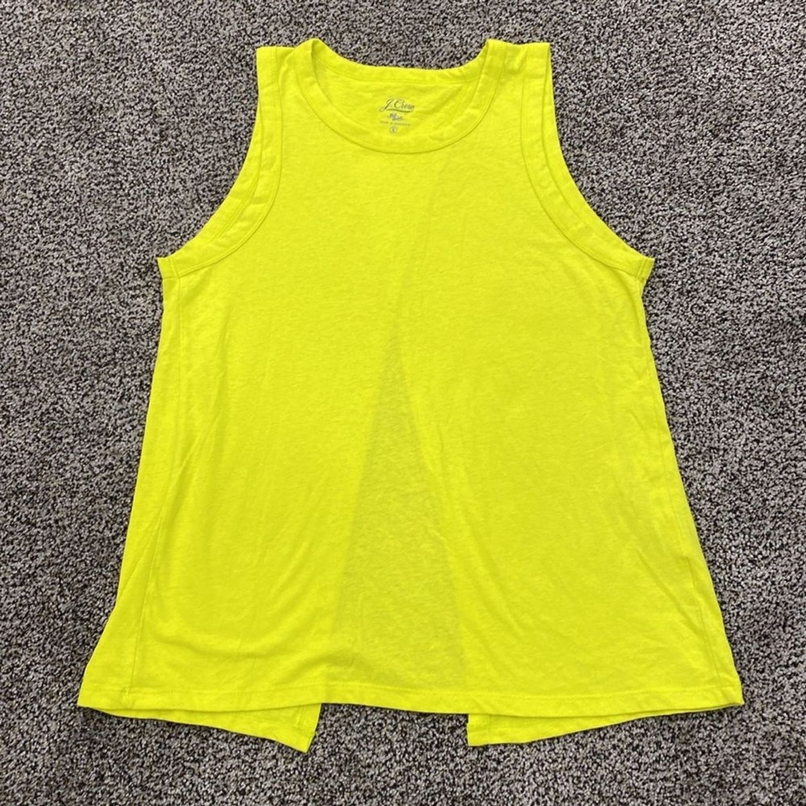 J. Crew S Knit Goods Chartreuse Yellow Open Tie Back Jersey Tank Top Summer Chic